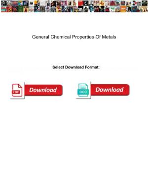 General Chemical Properties of Metals