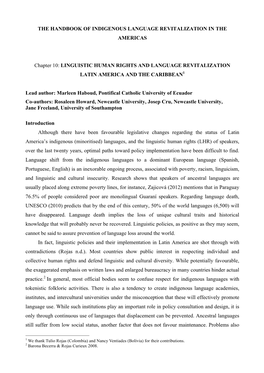 Linguistic Human Rights and Language Revitalization Latin America and the Caribbean1