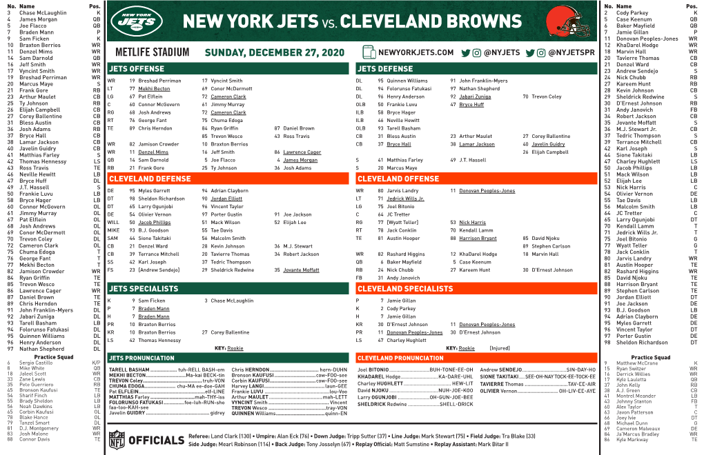 New York Jetsvs. Cleveland Browns