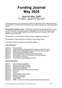 Funding Journal May 2020