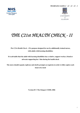 THE C21st HEALTH CHECK - II
