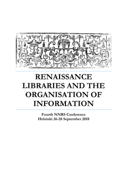 Renaissance Libraries and the Organisation of Information