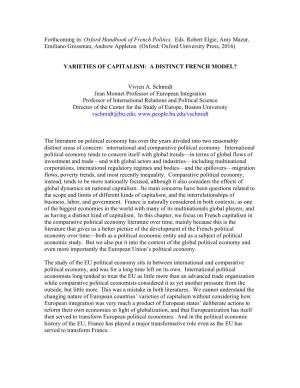 Varieties of Capitalism France in Perspective 1 Oxford Handbook 2