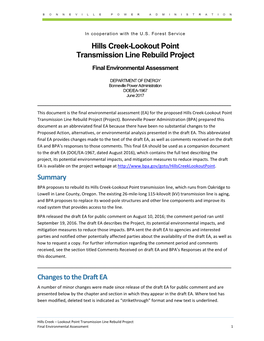 Hills Creek-Lookout Point Final EA