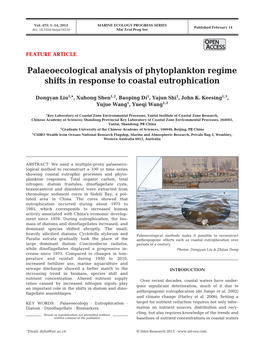 Palaeoecological Analysis of Phytoplankton Regime Shifts in Response to Coastal Eutrophication