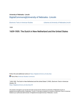 1609-1909. the Dutch in New Netherland and the United States