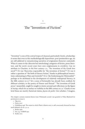 The “Invention of Fiction” 13