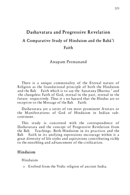Dashavatara and Progressive Revelation a Comparative Study of Hinduism and the Bahá’Í Faith