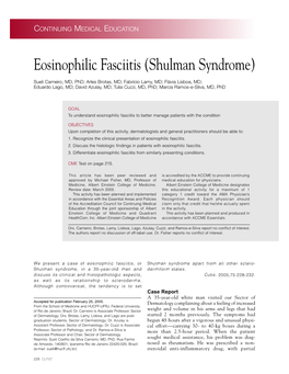 Eosinophilic Fasciitis (Shulman Syndrome)