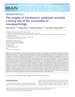 The Enigma of Gerstmann's Syndrome Revisited