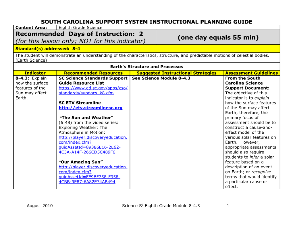 South Carolina Support System Instructional Planning Guide s3