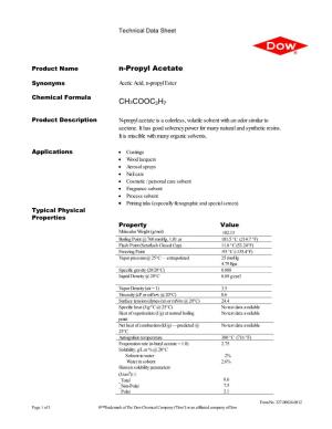 N-Propyl Acetate Technical Data Sheet