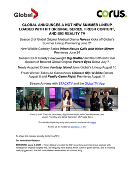 Global Announces a Hot New Summer Lineup Loaded With