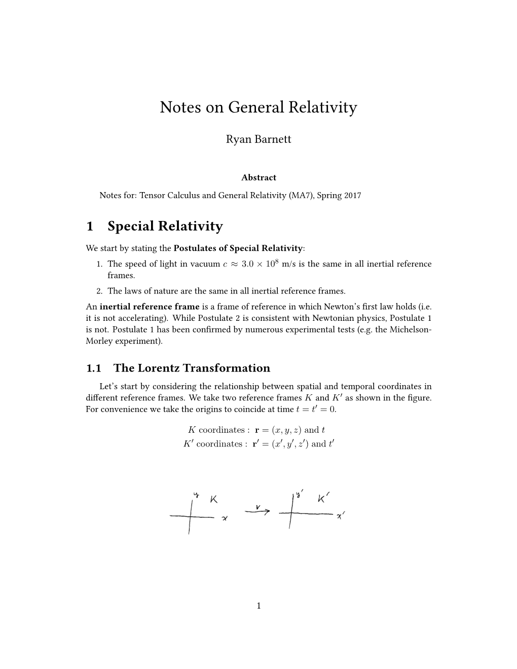 Notes on General Relativity