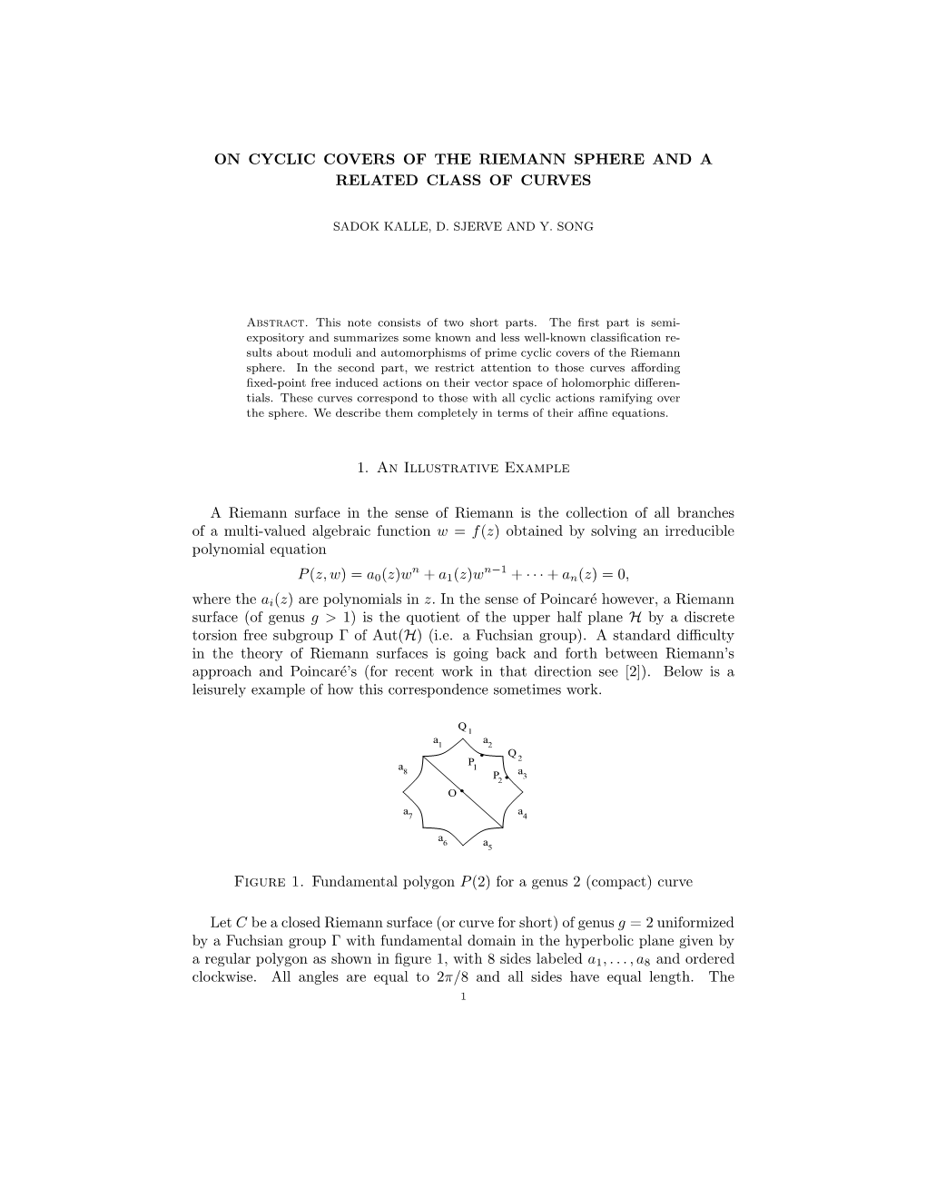 On Cyclic Covers of the Riemann Sphere and a Related Class of Curves