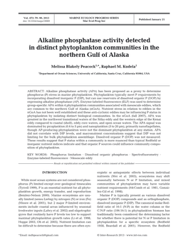 Alkaline Phosphatase Activity Detected in Distinct Phytoplankton Communities in the Northern Gulf of Alaska