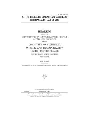 S. 1110, the Engine Coolant and Antifreeze Bittering Agent Act of 2005