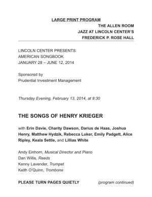 The SONGS of Henry Krieger