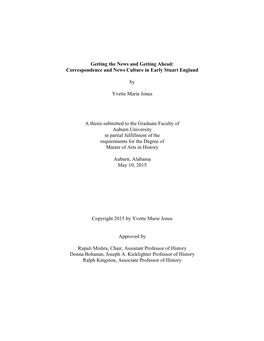 Getting the News and Getting Ahead: Correspondence and News Culture in Early Stuart England