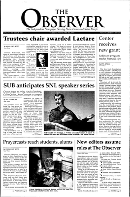 Trustees Chair Awarded Laetare SUB Anticipates SNL Speaker Series