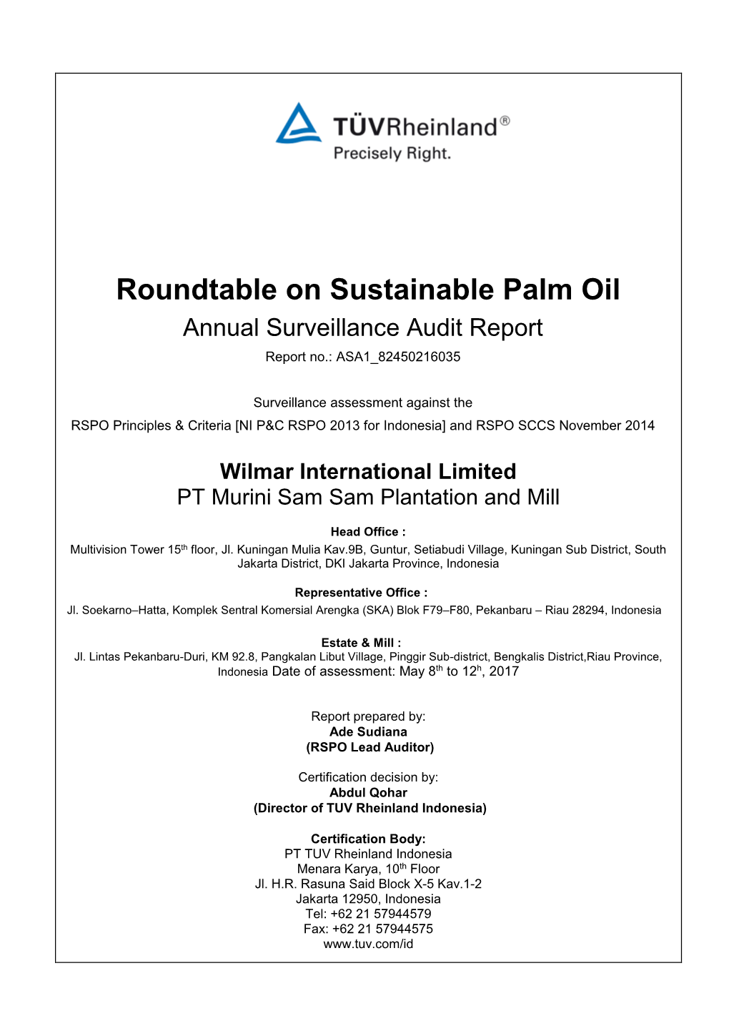 RSPO Public Summary Report Template