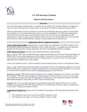 U.S. FEI Dressage Calendar Policies and Procedures