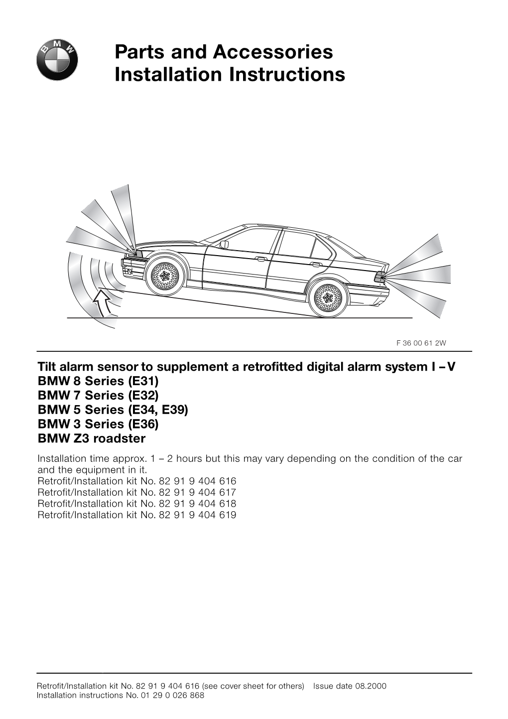 Parts and Accessories Installation Instructions