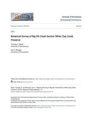Botanical Survey of Big Elk Creek Section White Clay Creek Preserve