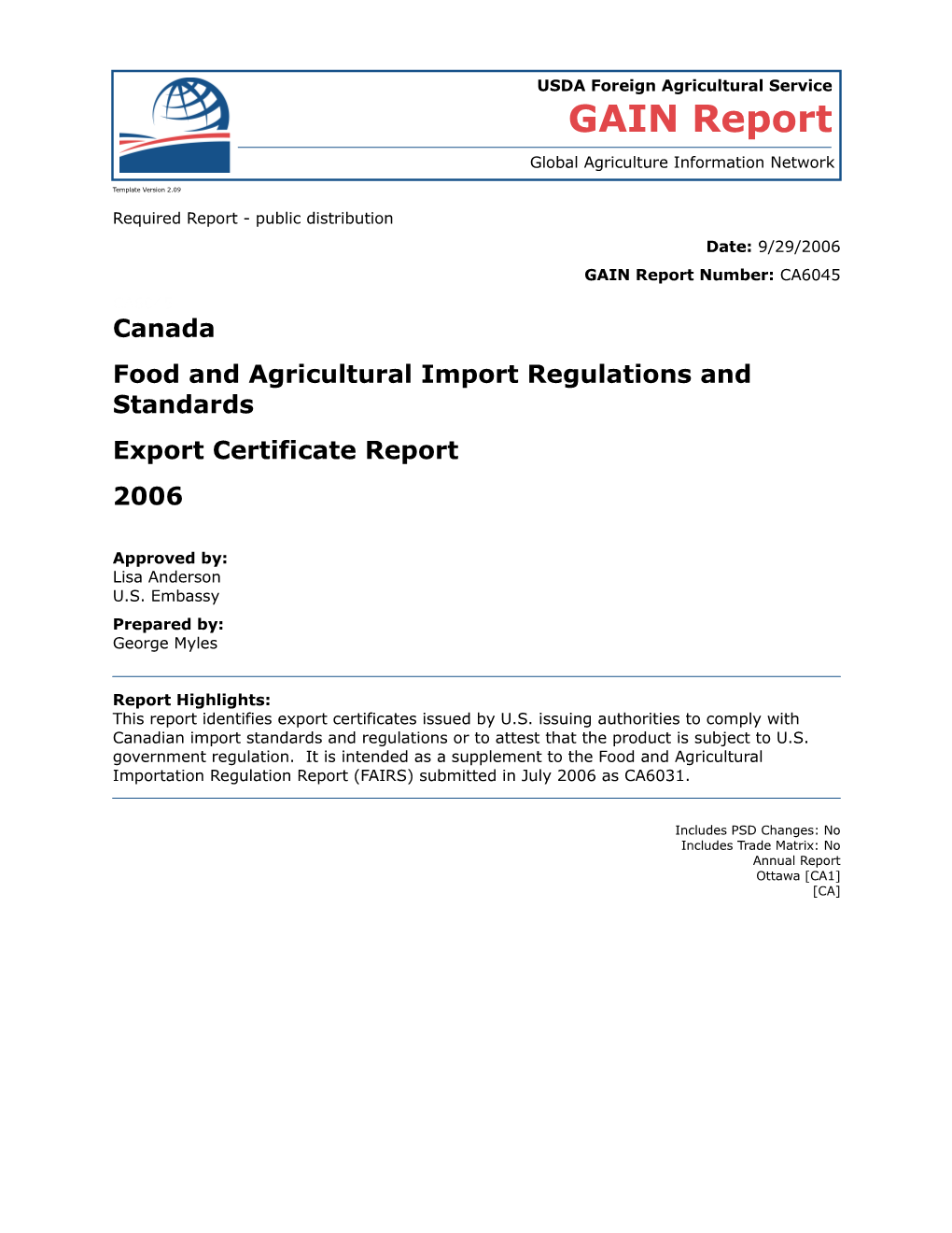 Food and Agricultural Import Regulations and Standards s8