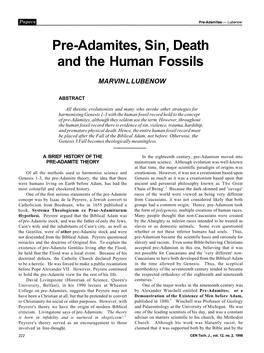 Pre-Adamites, Sin, Death and the Human Fossils