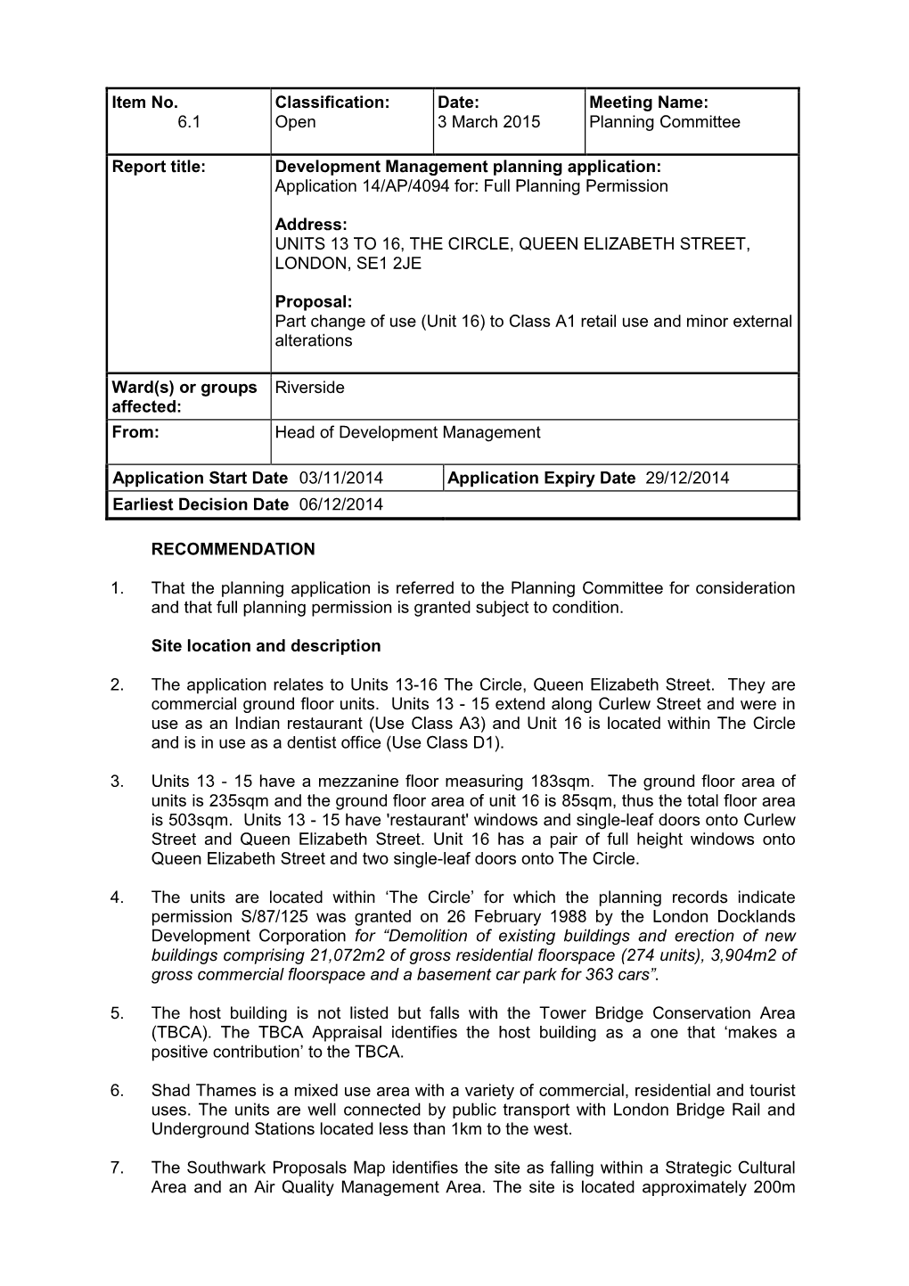 Planning Committee Report Title: Development Management Plan