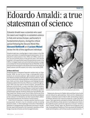 Edoardo Amaldi: a True Statesman of Science