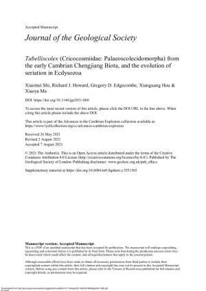 Tabelliscolex (Cricocosmiidae: Palaeoscolecidomorpha) from the Early Cambrian Chengjiang Biota, and the Evolution of Seriation in Ecdysozoa