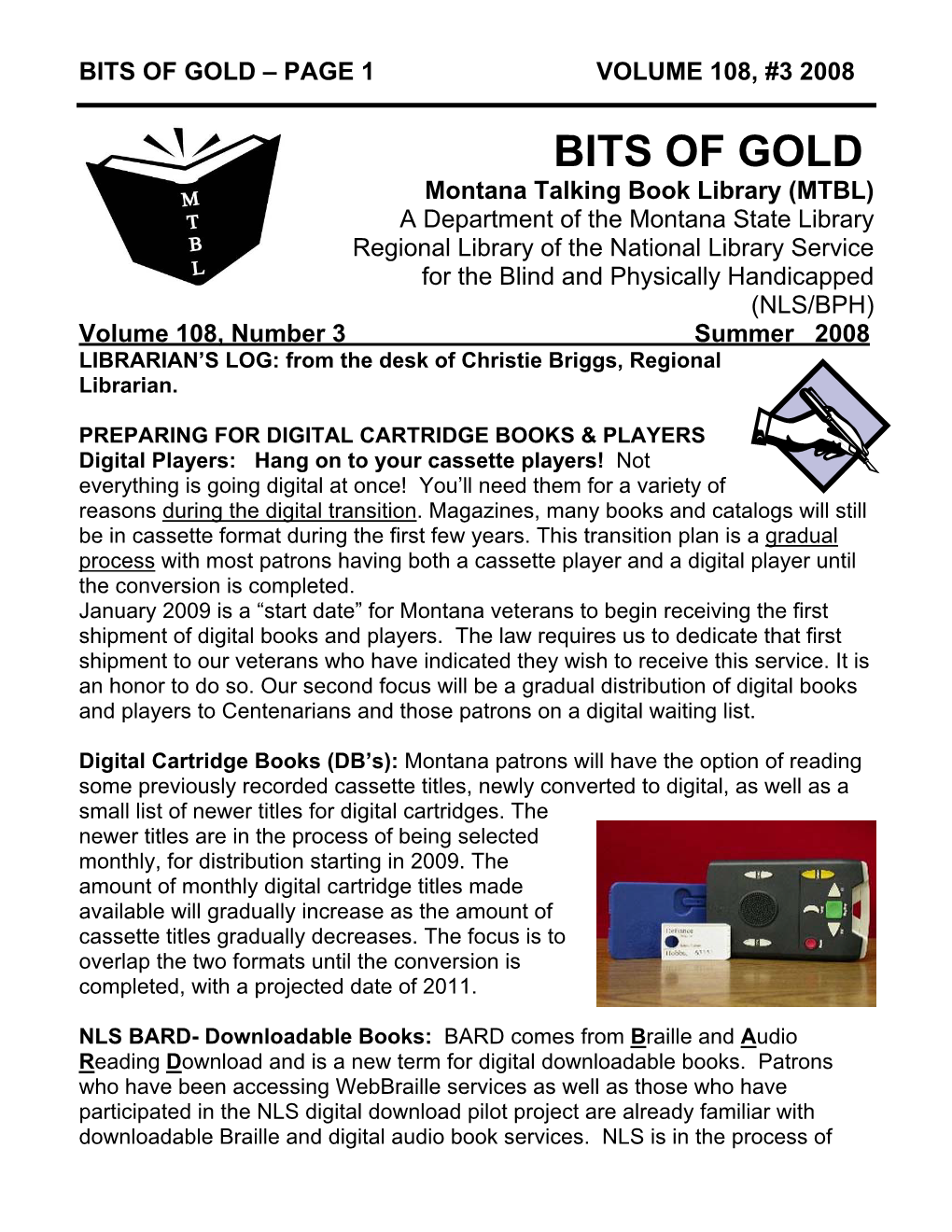 Bits of Gold – Page 1 Volume 108, #3 2008