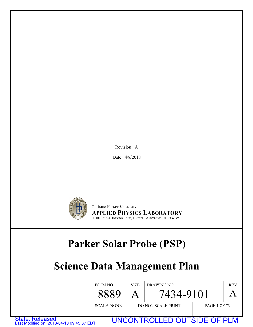 Science Data Management Plan