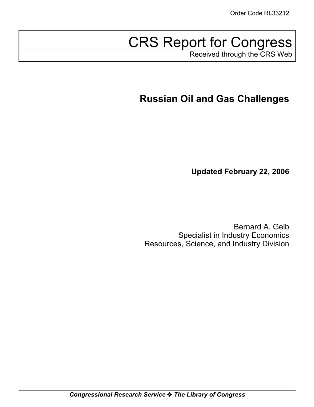 Russian Oil and Gas Challenges