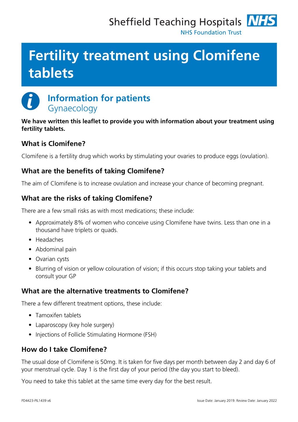 Fertility Treatment Using Clomifene Tablets