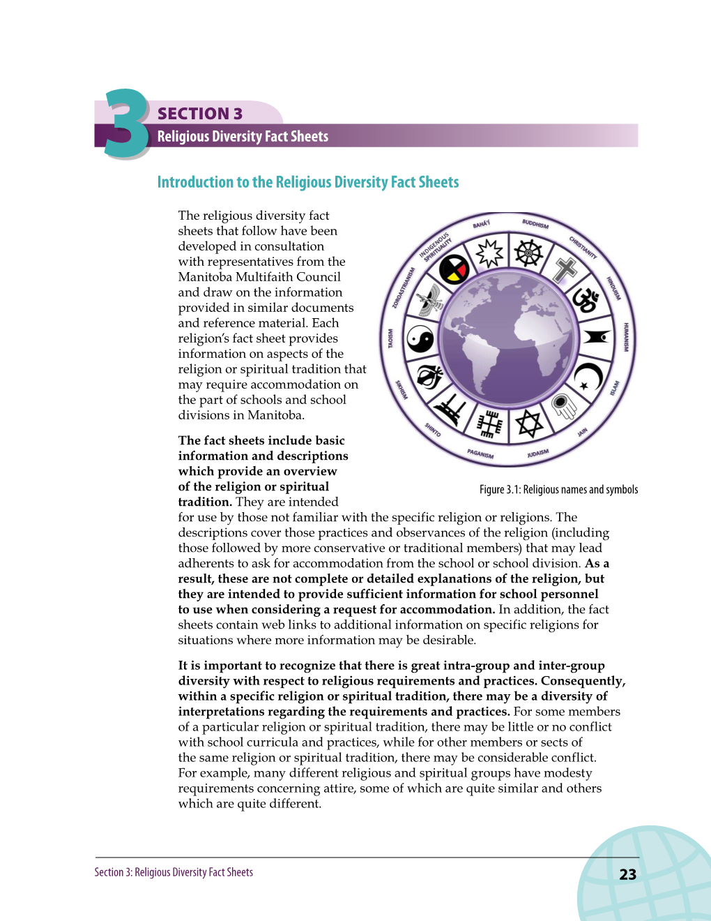 Section 3: Religious Diversity Fact Sheets