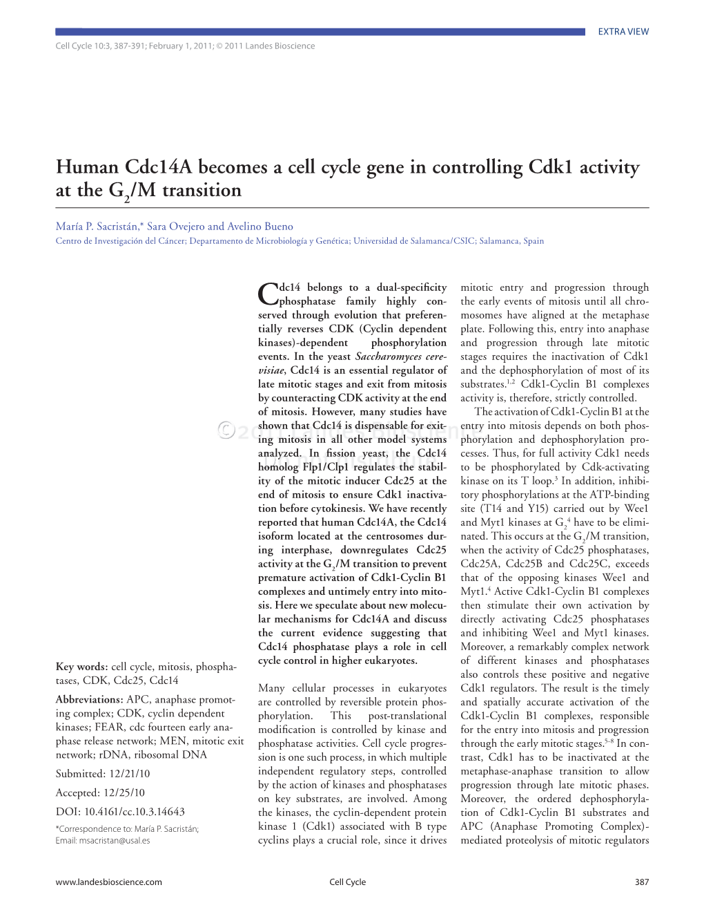 Human Cdc14a Becomes a Cell Cycle Gene in Controlling Cdk1 Activity at the G2/M Transition