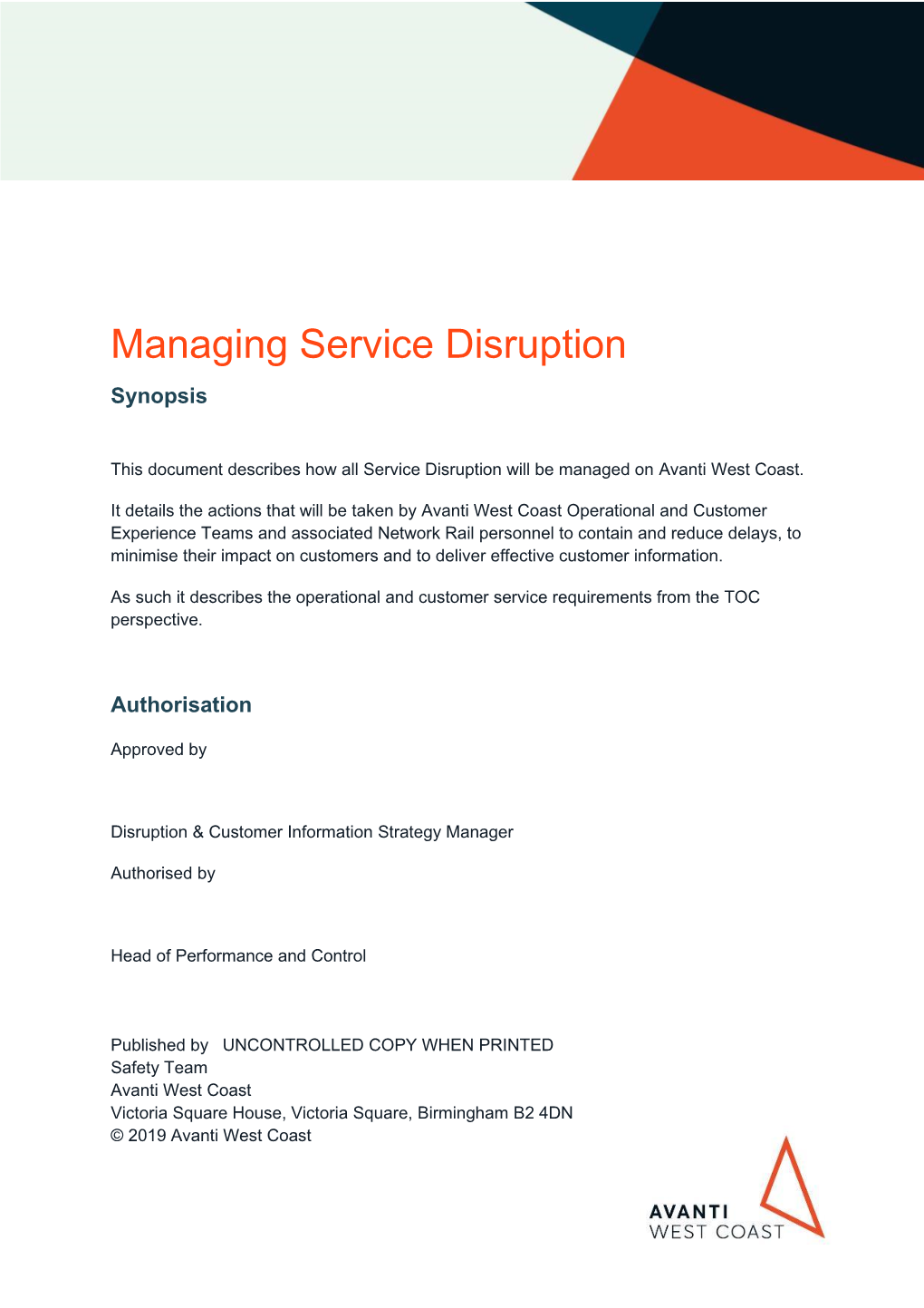 Managing Service Disruption Synopsis