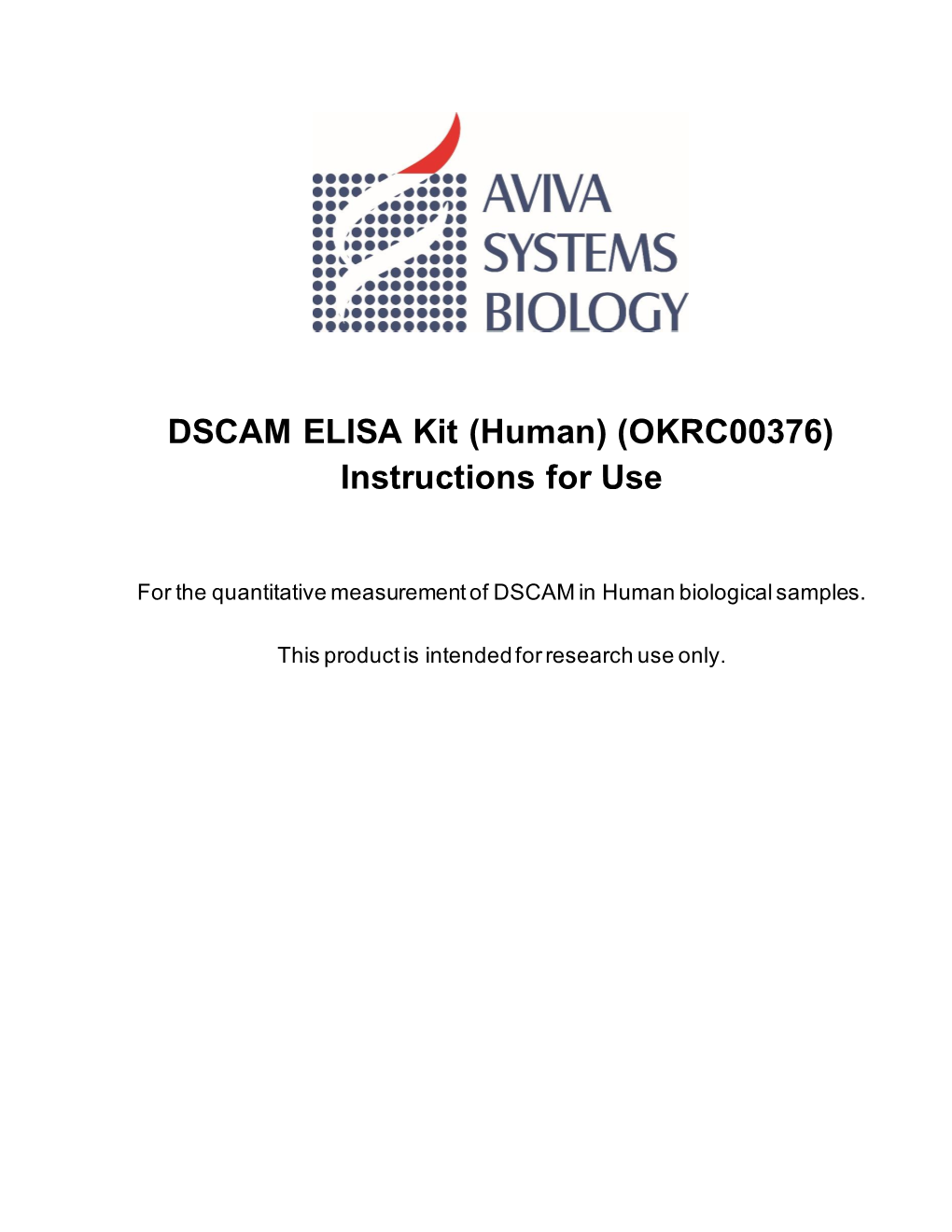 DSCAM ELISA Kit (Human) (OKRC00376) Instructions for Use
