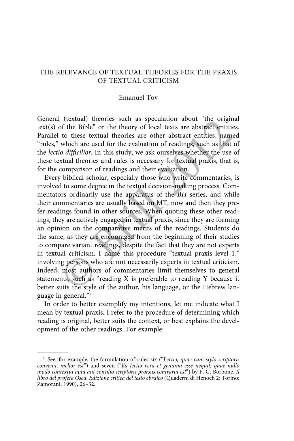 Textual Theories for the Praxis of Textual Criticism