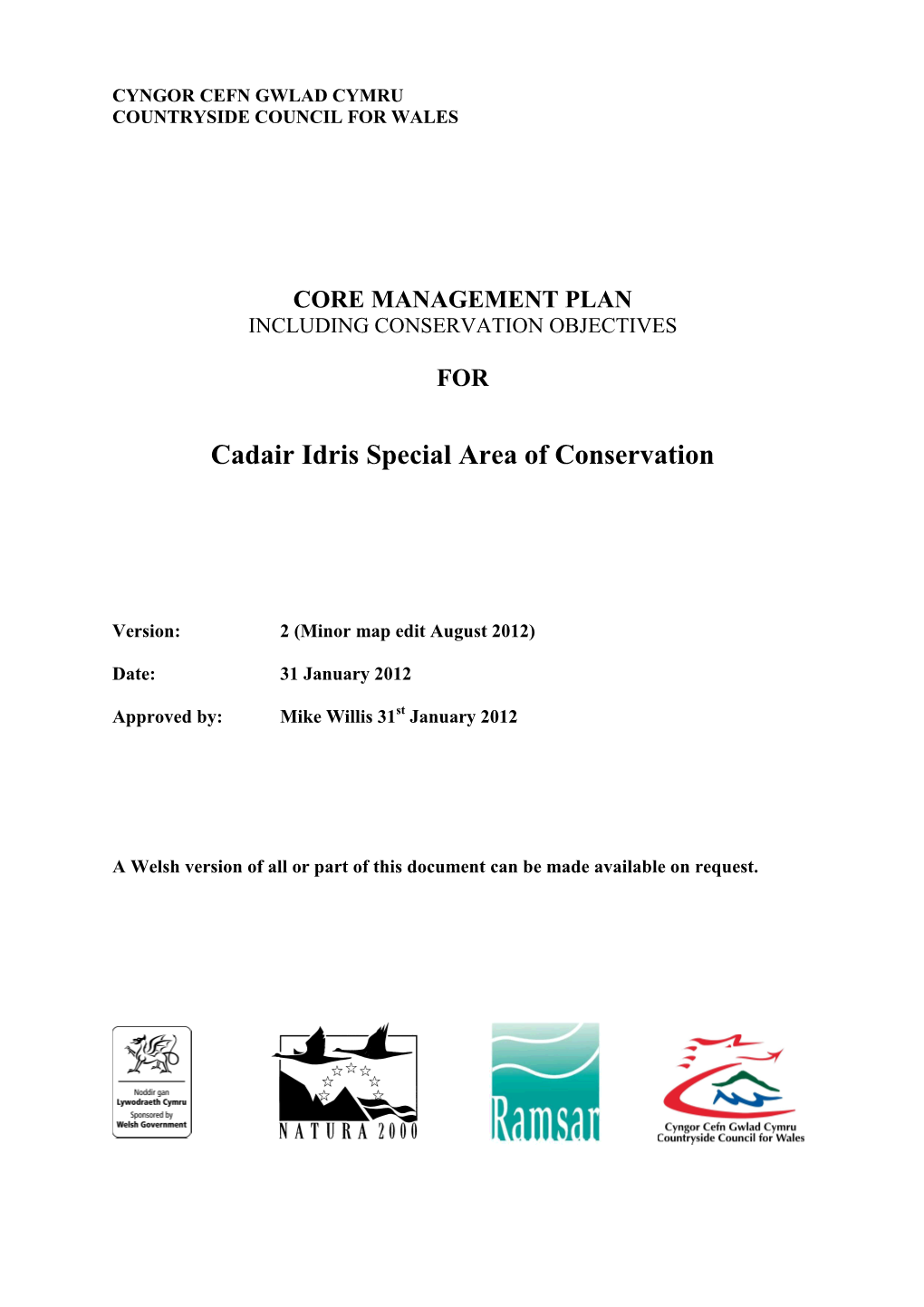 2012 08 21 Cadair Idris SAC Management Plan Eng