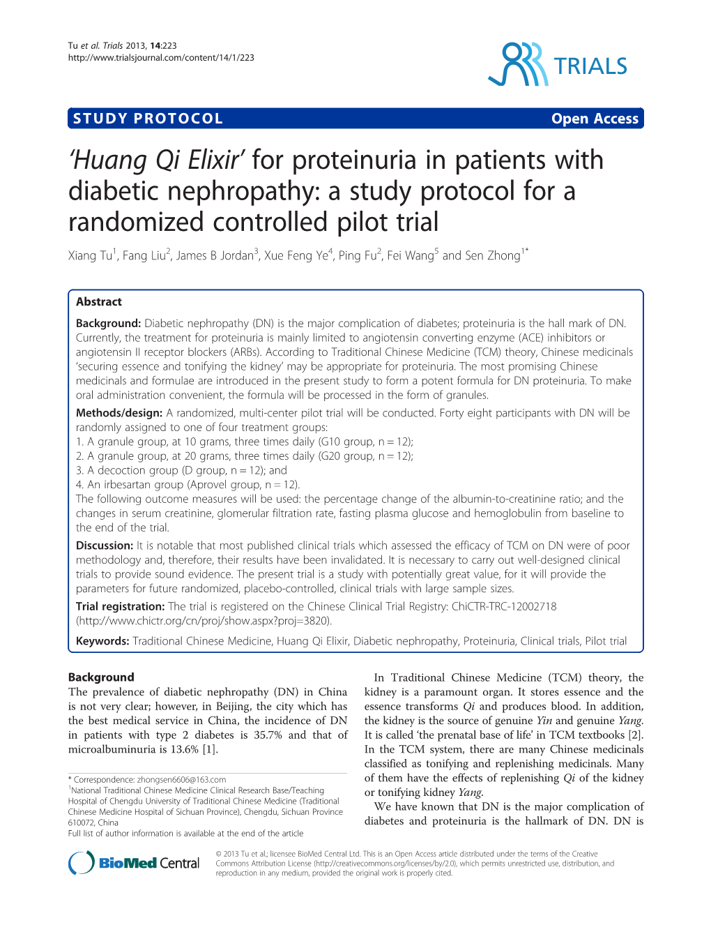 'Huang Qi Elixir' for Proteinuria in Patients with Diabetic Nephropathy