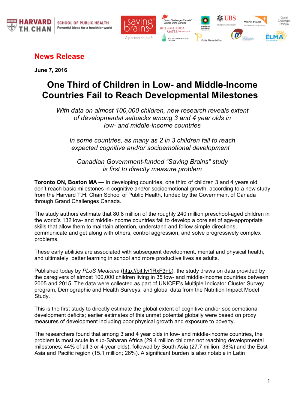 And Middle-Income Countries Fail to Reach Developmental Milestones