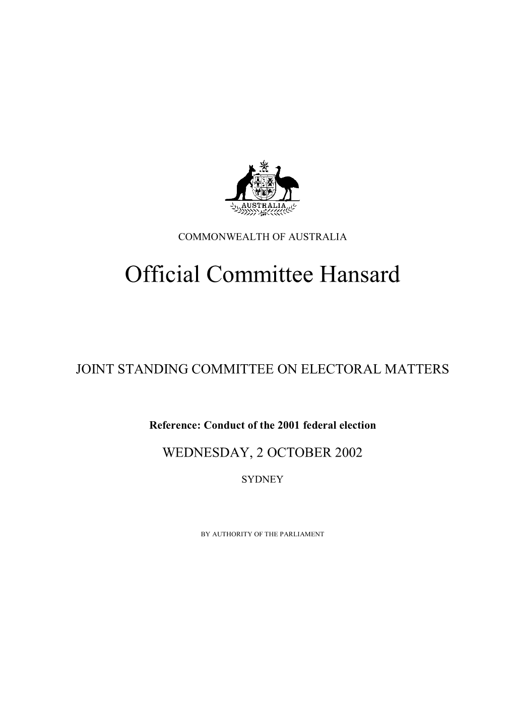 Official Committee Hansard