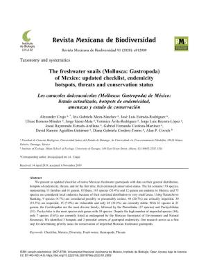 The Freshwater Snails (Mollusca: Gastropoda) of Mexico: Updated Checklist, Endemicity Hotspots, Threats and Conservation Status