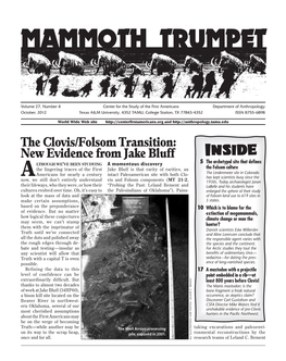The Clovis/Folsom Transition: New Evidence from Jake Bluff