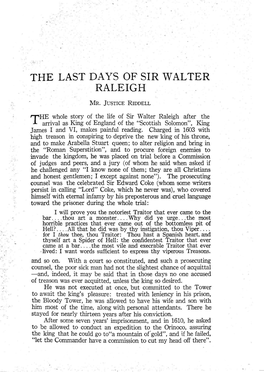 The Last Days of Sir Walter Raleigh