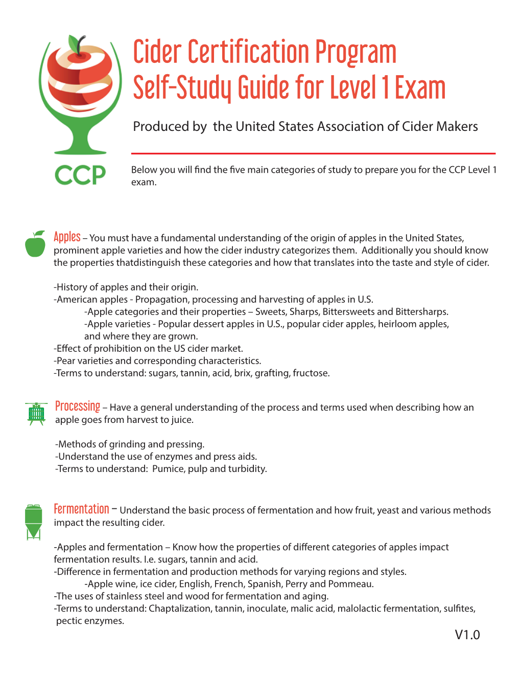 Cider Certification Program Self-Study Guide for Level 1 Exam